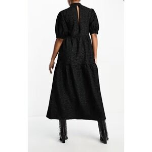 ASOS The Frolic Black Floral Mock Neck Puff Sleeve Maternity Maxi Dress XL
